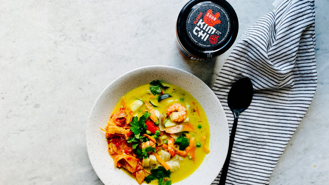 Kokos-Fischsuppe mit Kimchi